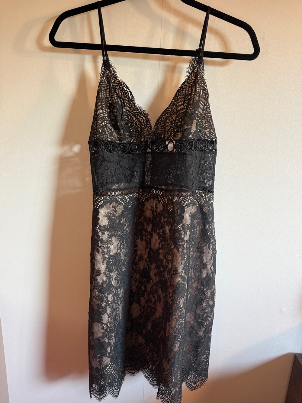 Victoria’s Secret Black Lace Slip Dress Sheer Goth Coquette M